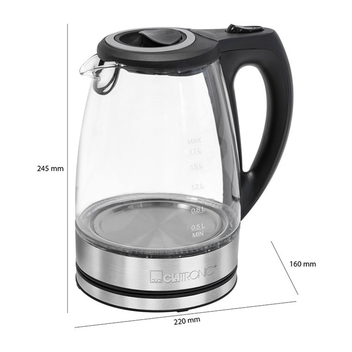 Bouilloire électrique en verre 1,5L 2200W Clatronic WKS 3744G