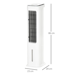 Climatizador Evaporativo 75W Altura 86 cm Oscilante con Control Remoto Depósito 5L 3 Modos 3 Velocidades Temporizador 12h y Pantalla LED Táctil 23x29x86 cm Blanco