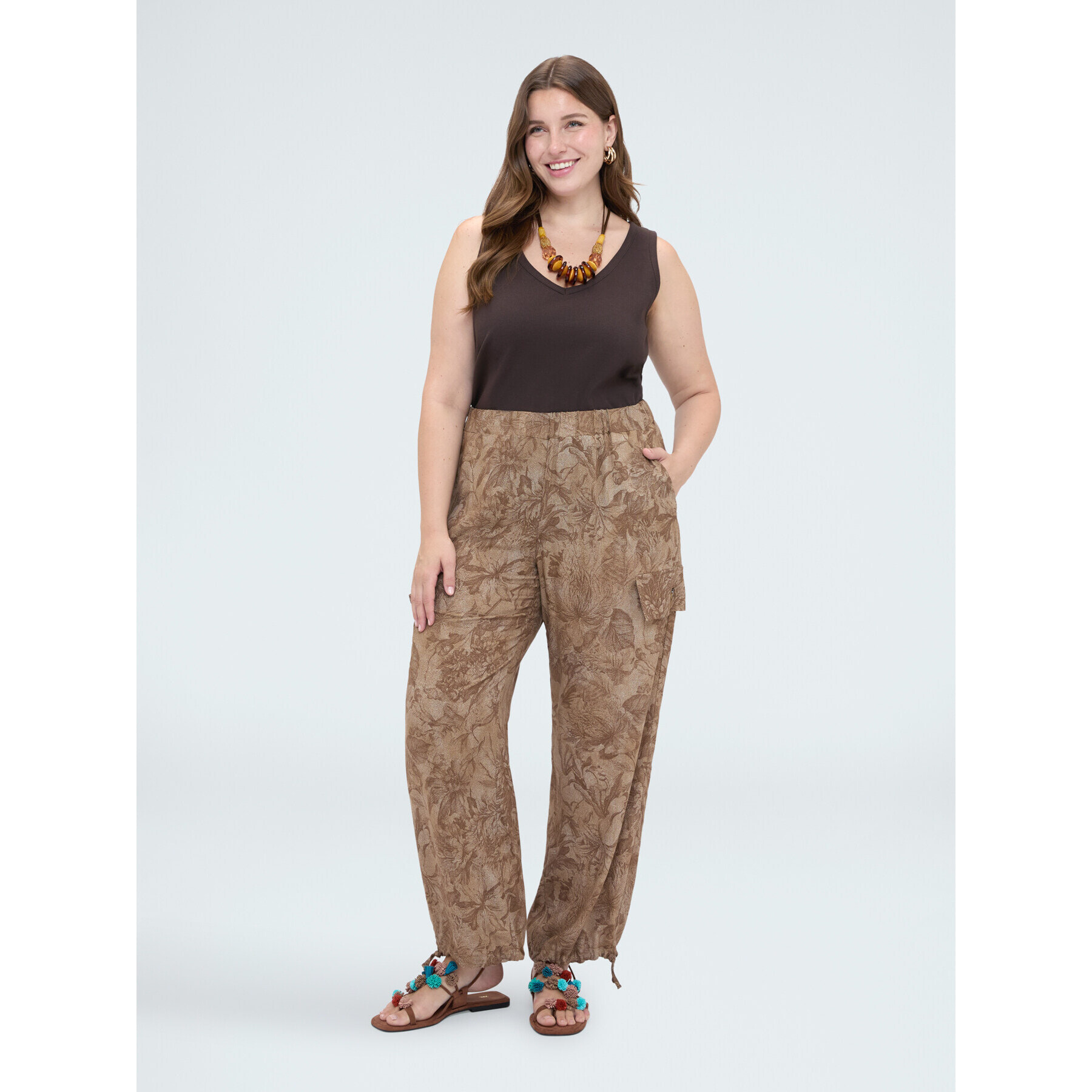 Fiorella Rubino - Pantaloni cargo con stampa - Beige