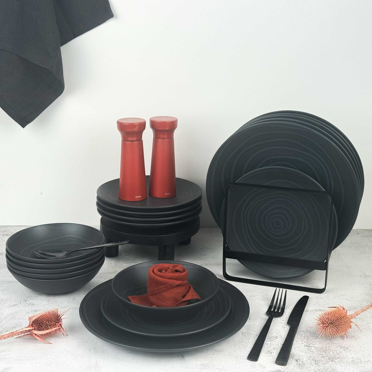 Vibe Gris - Service de vaisselle 18 pièces