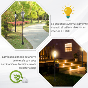 2 Farolas Solares de Jardín 129 cm con 2 Luces LED Blanca 3500K Impermeable IP44