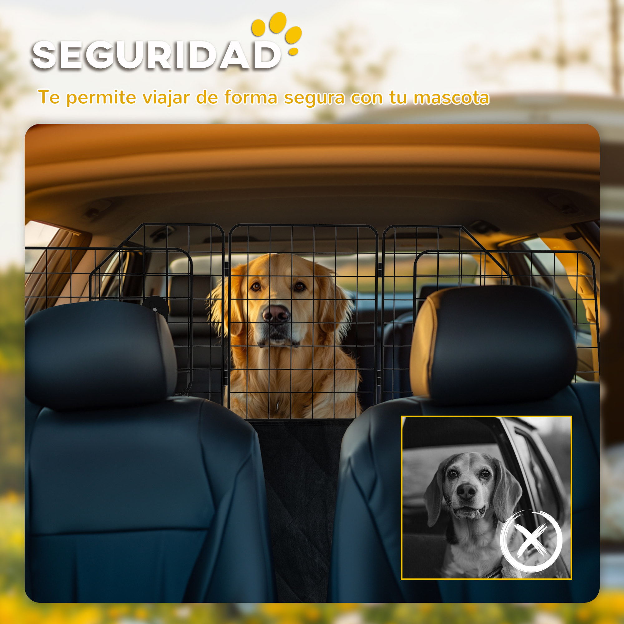 Barrera Protectora de Coche para Perros con Anchura Ajustable Rejilla para Perros de Coche Plegable de Acero 93-150x42 cm Negro