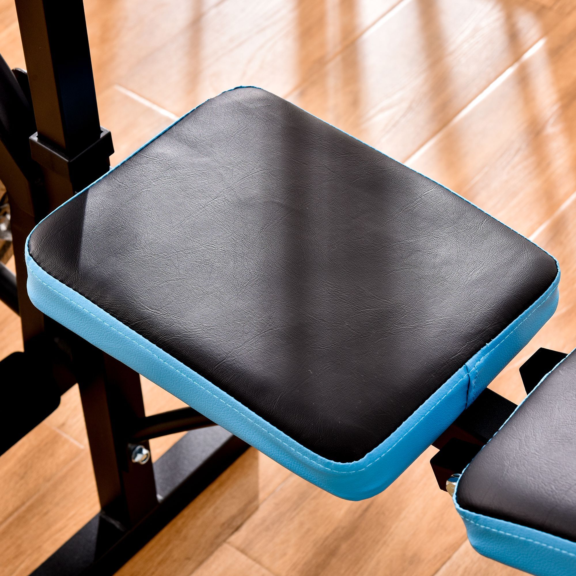 Banco de Musculación Multifuncional Banco de Pesas con Soporte para Barra y Respaldo Ajustable para Entrenamiento Completos de Cuerpo en Casa Gimnasio Negro y Azul