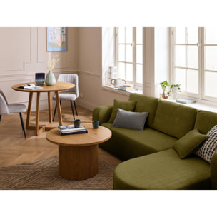Miro - canapé d'angle réversible - 4 places - convertible avec coffre - en velours texturé - Vert Olive