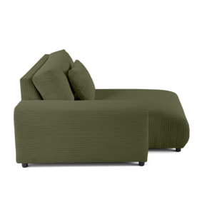 Garance - module d'assise méridienne gauche - en velours côtelé - Vert