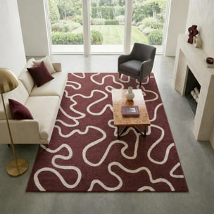 Tapis salon, motif abstrait en relief, graphique et tendance