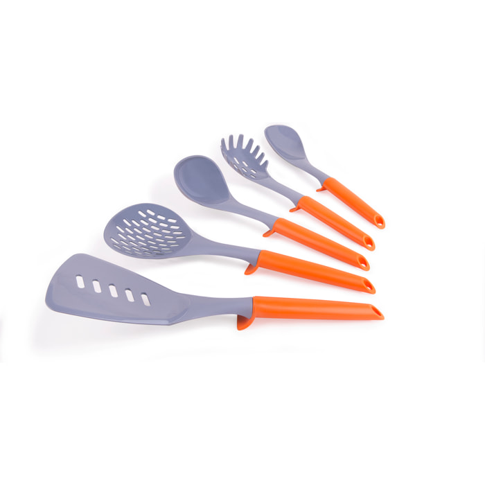 Set 5 utensili da cucina Excelsa Up, nylon arancione e grigio