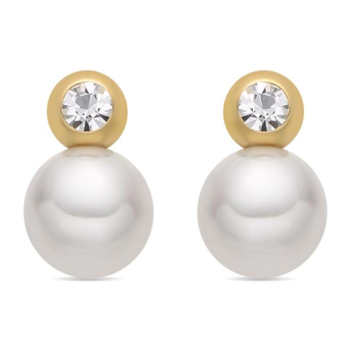 Pendientes con Perla Blanca acabado oro 18k