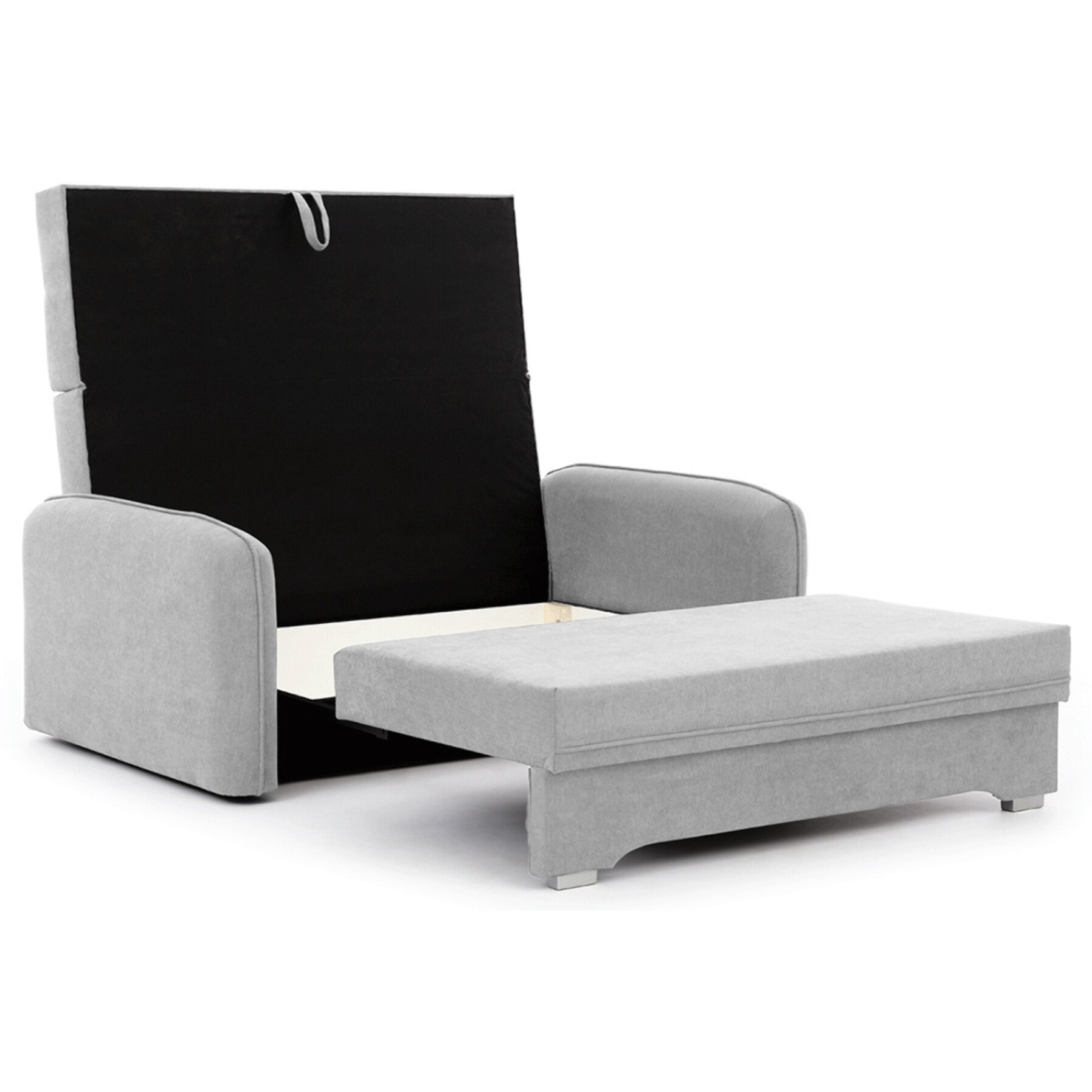 Michelle - canapé droit 3 places convertible avec coffre en velours - Gris clair