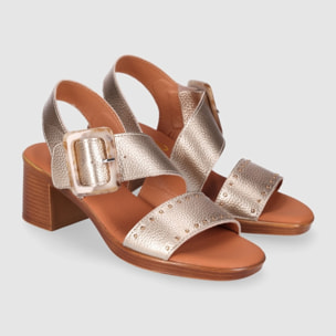 Sandalias de Piel - Platino - Tacón: 5 cm