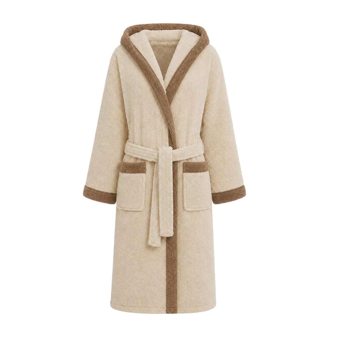 Peignoir a capuche pur coton 380 g/m² uni beige marron Club stone