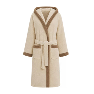 Peignoir a capuche pur coton 380 g/m² uni beige marron Club stone