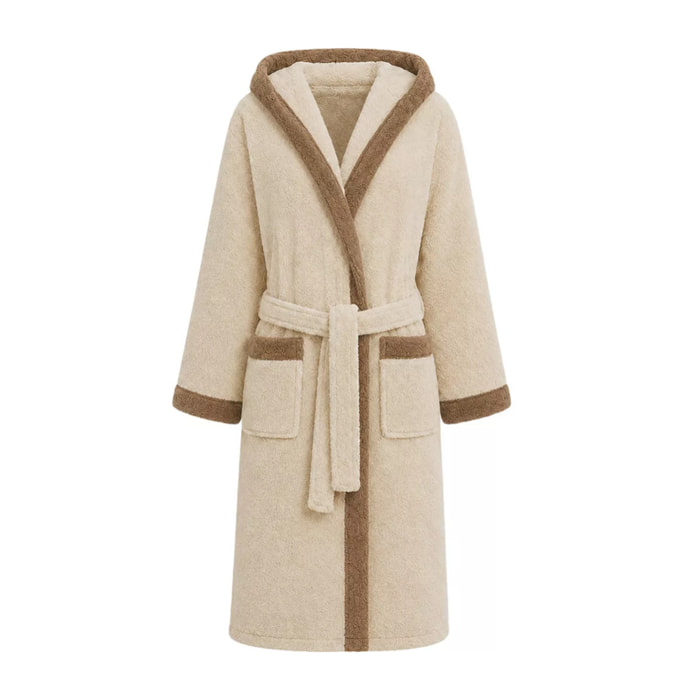 Peignoir a capuche pur coton 380 g/m² uni beige marron Club stone