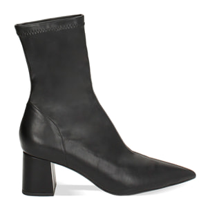 Tronchetto nero elastico, tacco 6 cm