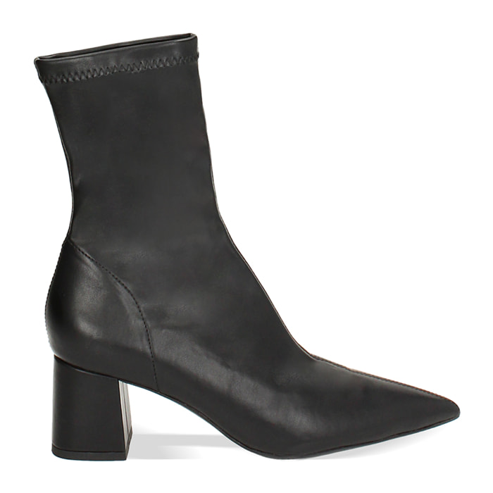Tronchetto nero elastico, tacco 6 cm