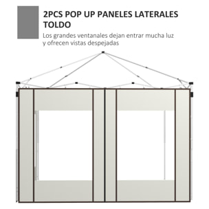 Outsunny Paredes Laterales para Carpa de 2 Paneles 295x195 cm Paredes Laterales de Repuesto de Tela Oxford con 2 Ventanas para Carpas de 6x3 m 3x3 m Crema