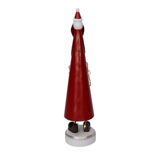 Babbo natale in metallo rosso con led cm7,5x7,5h31,5