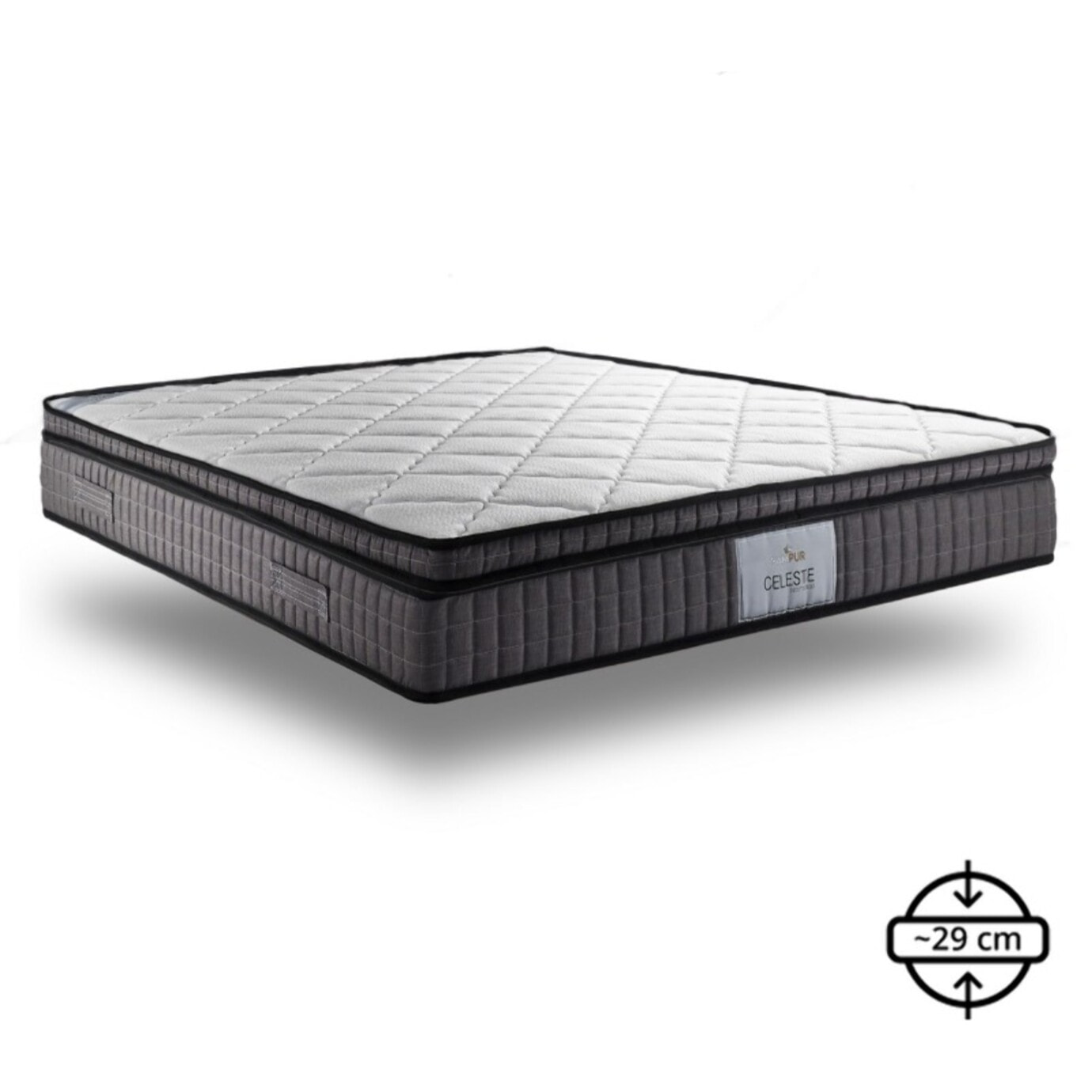 Matelas Céleste | Mémoire de forme et ressorts ensachés | 29 cm | Facilite la circulation sanguine