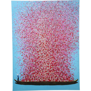 Tableau Touched fleurs pirogue bleu et rose Kare Design