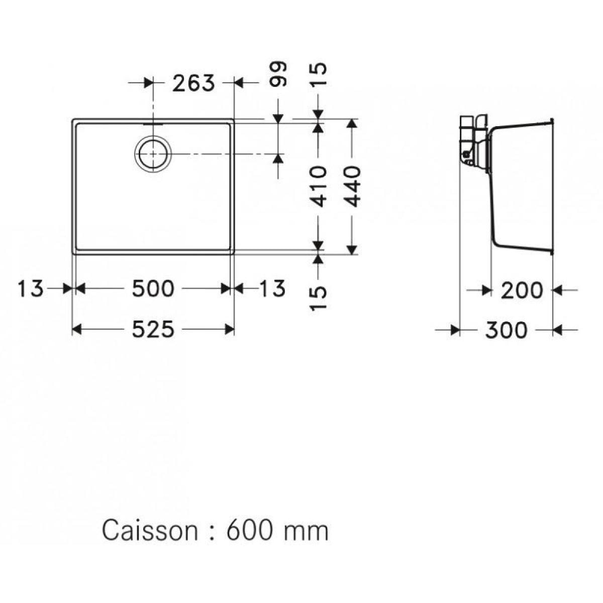 Sirius - SID 110-50 Tectonite® Carbone Evier Sous Plan