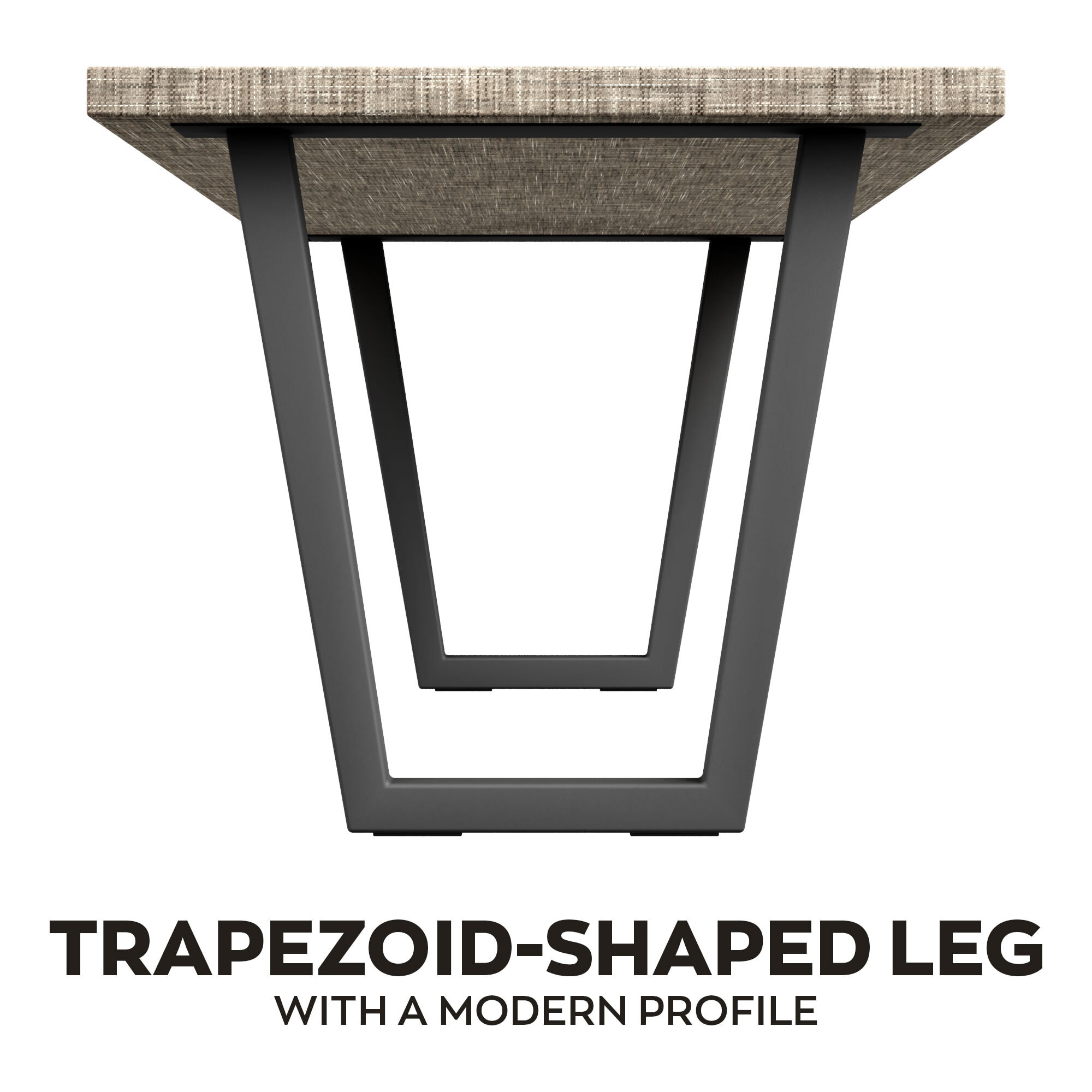 Tavolo da pranzo in legno e metallo con piedi trapezoid nero 160x90 cm Grigio Testurizzato
