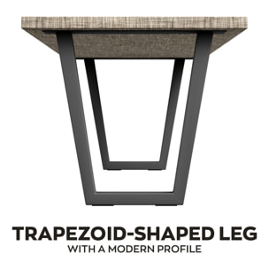 Tavolo da pranzo in legno e metallo con piedi trapezoid nero 160x90 cm Grigio Testurizzato