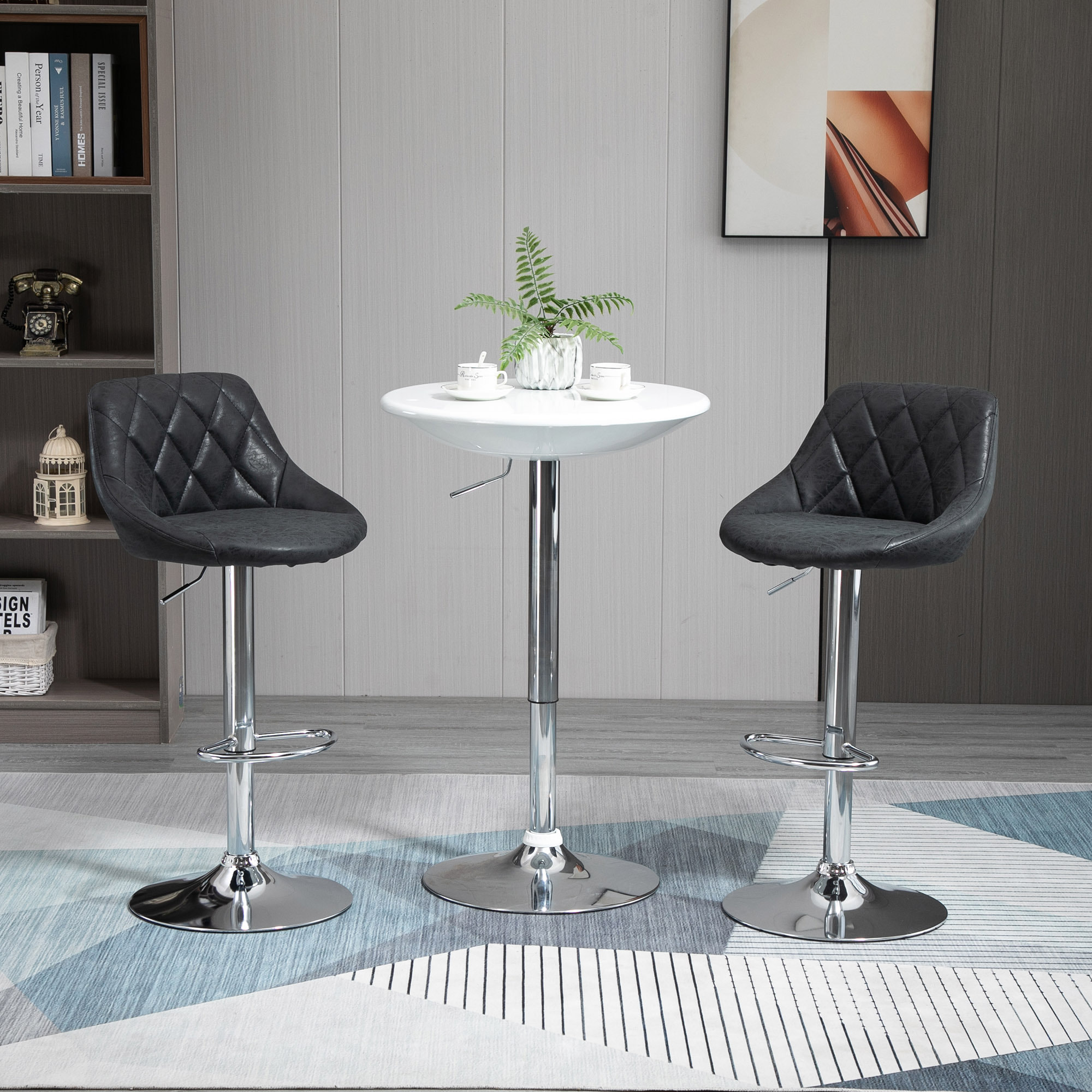 HOMCOM Set 2 Sgabelli da Bar di Design Girevoli con Altezza Regolabile - Nero