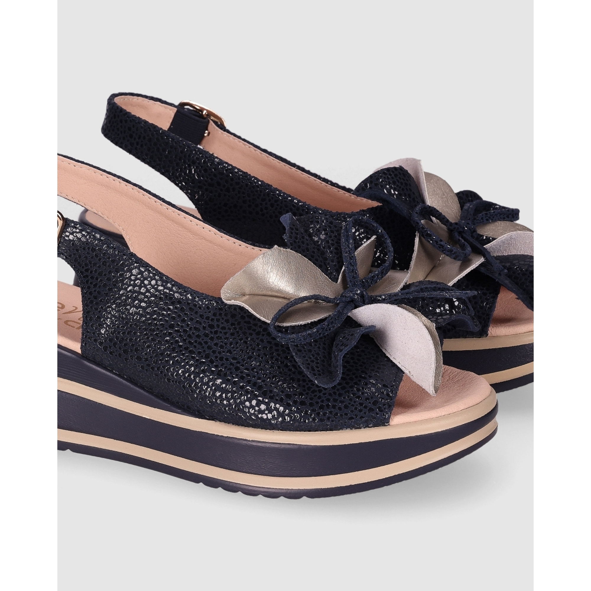 Sandalias de Piel - Marino - Tacón: 5 cm