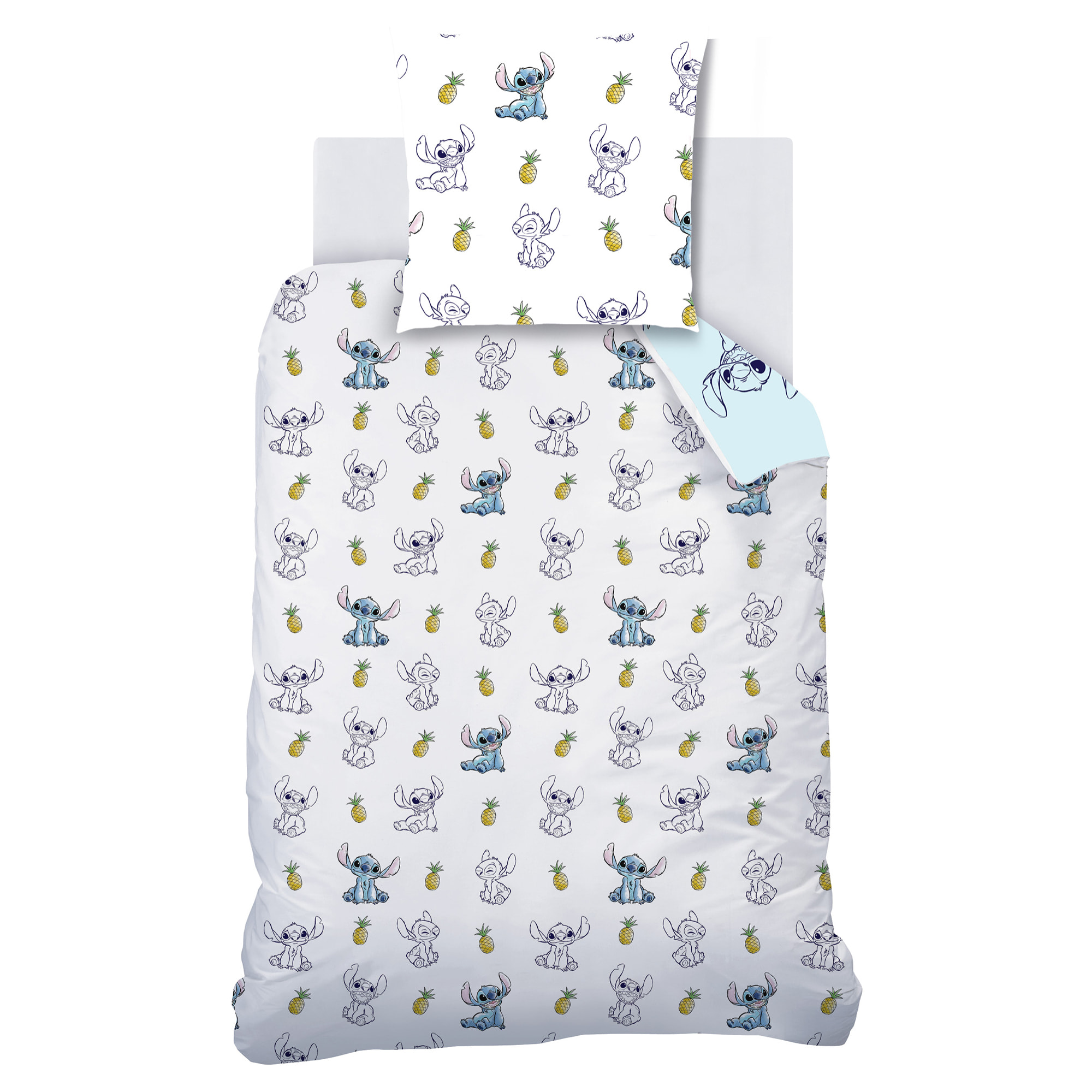 Parure de lit imprimée 100% coton, DISNEY HOME STITCH ANANAS