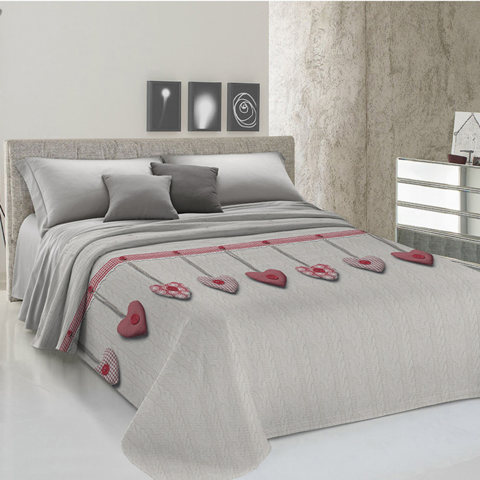 Copriletto di cotone cuore appeso rosso