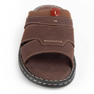 Sandalia De Piel - Marron - Altura: