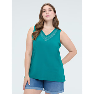 Fiorella Rubino - Top de algodón con estrás - Green Water