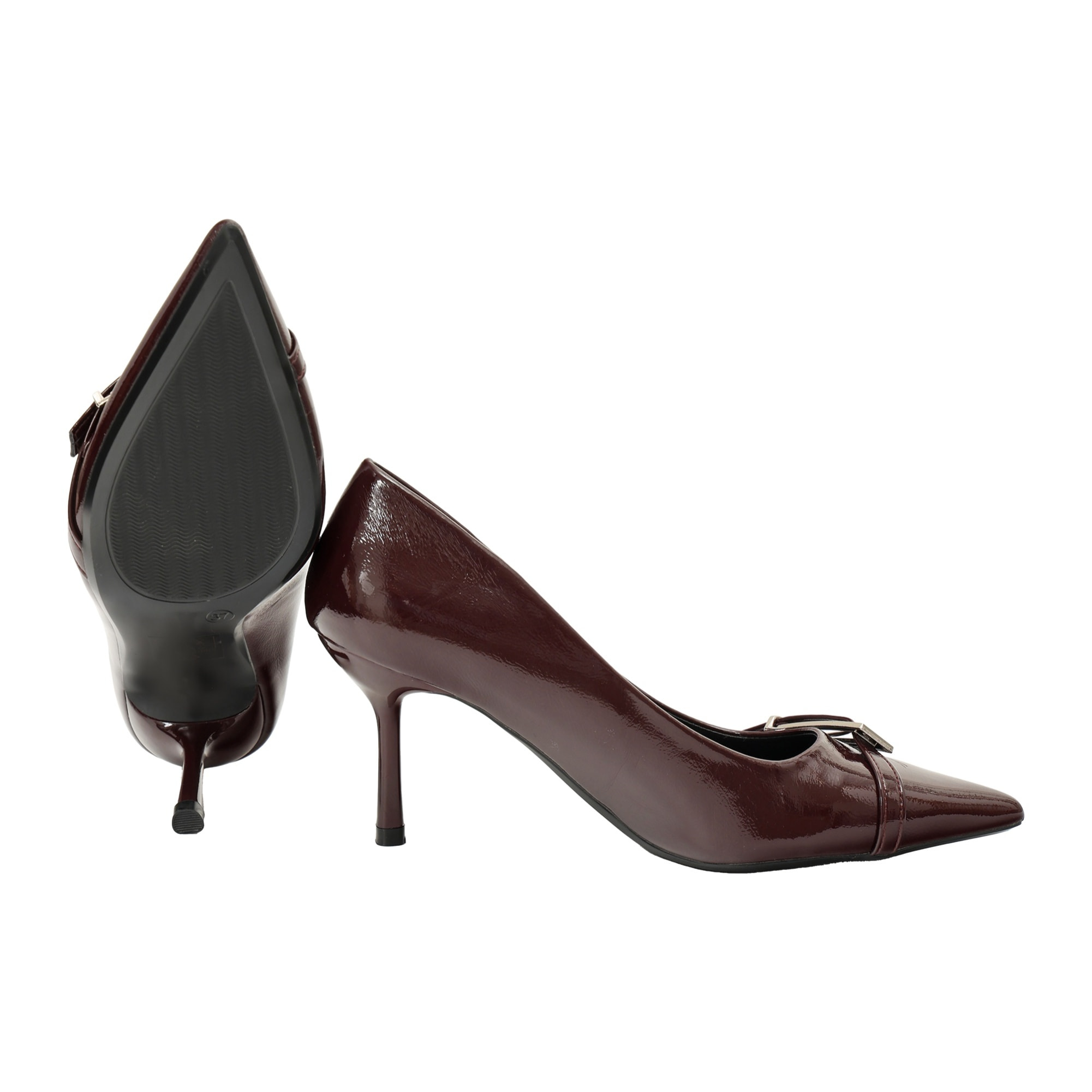 Decolletè in simil pelle verniciata con cinturino