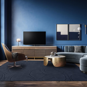 Tapis salon et chambre fait à la main en laine motif faux uni HAZA