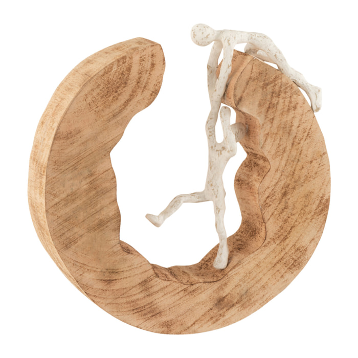 J-Line décoration Couple Escalade - bois/aluminium - naturel/blanc