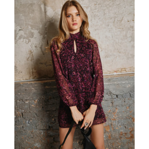 Vestido corto con lazada al cuello