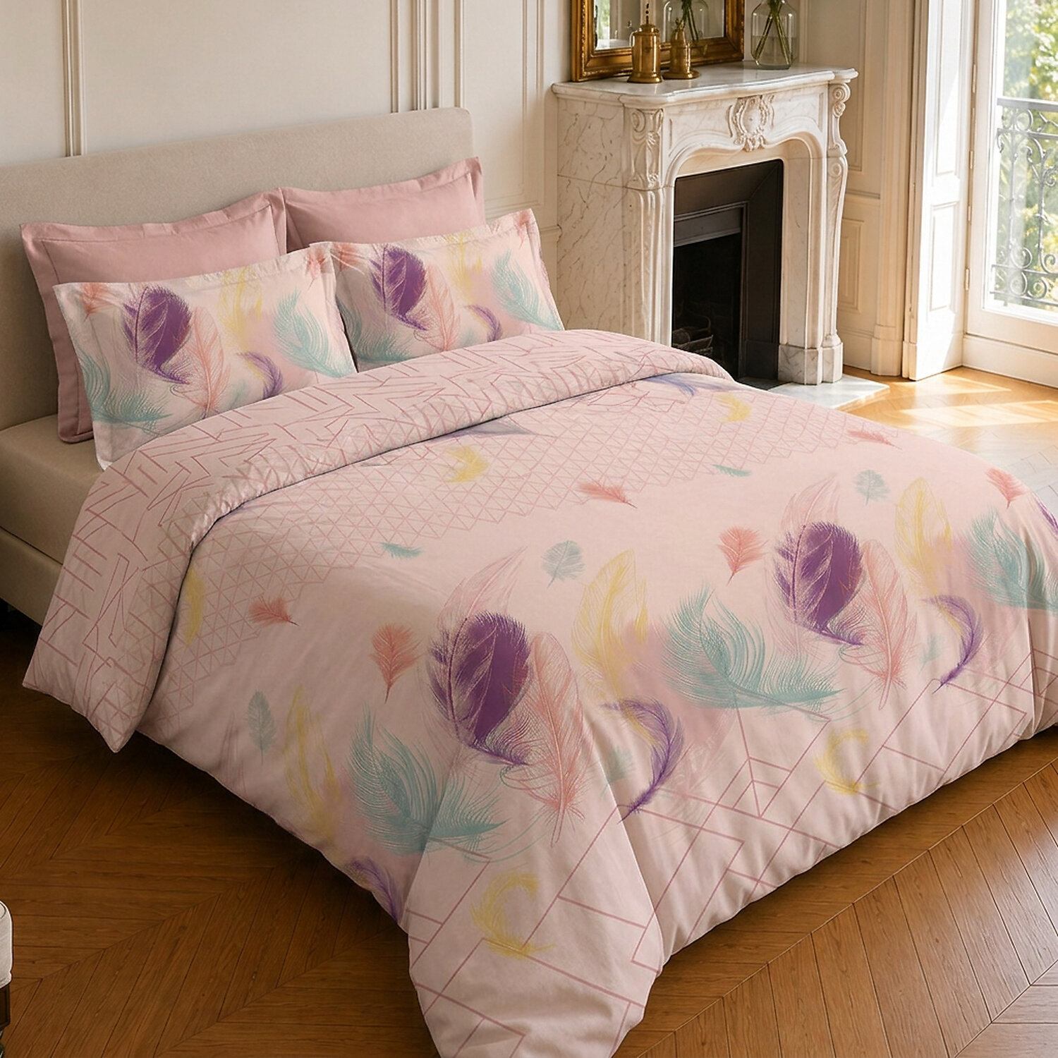 Parure housse de couette 100% coton motif tropical - PALOMA