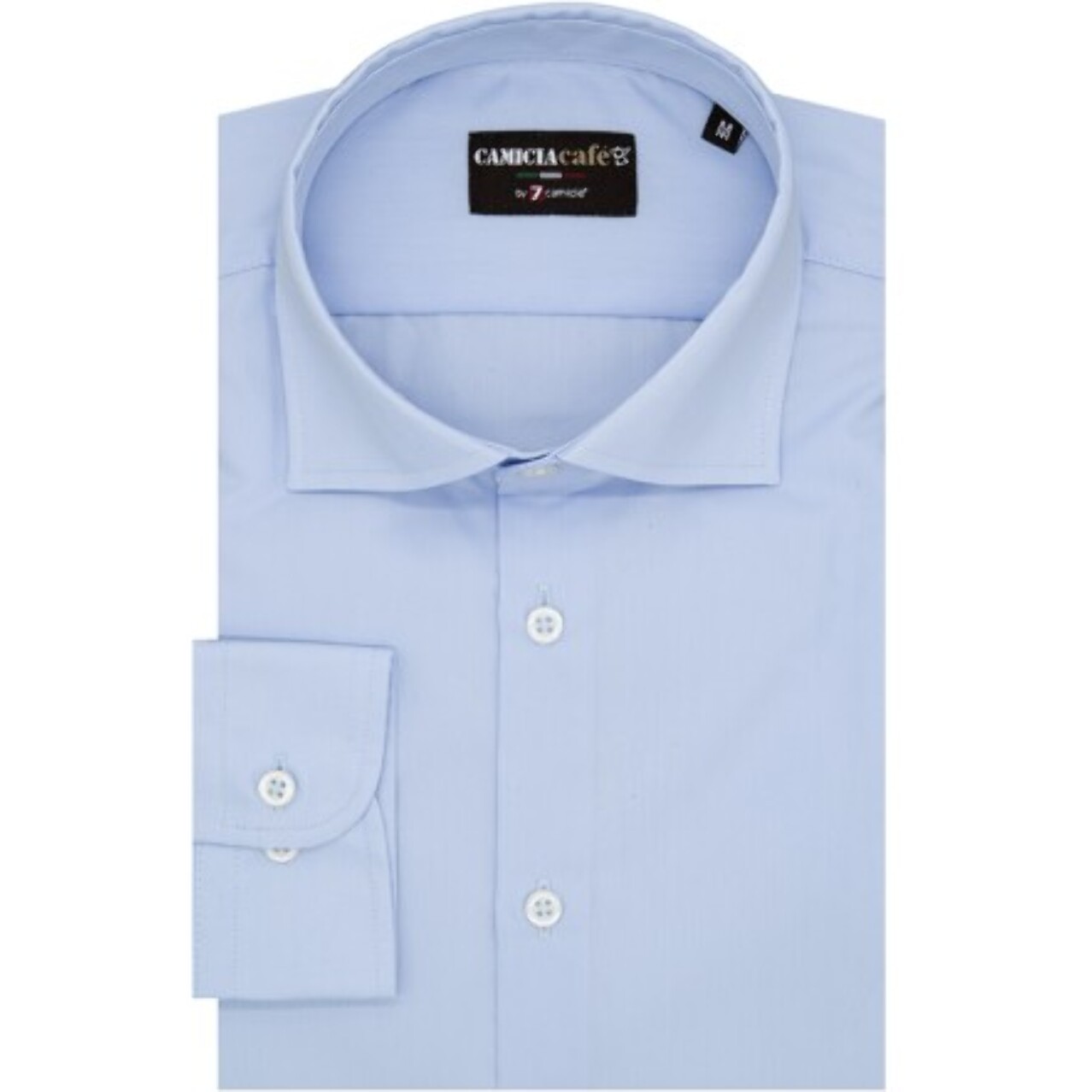 Camicia Uomo 1 Bottone Francese Slim Cotone/Poliestere Celeste