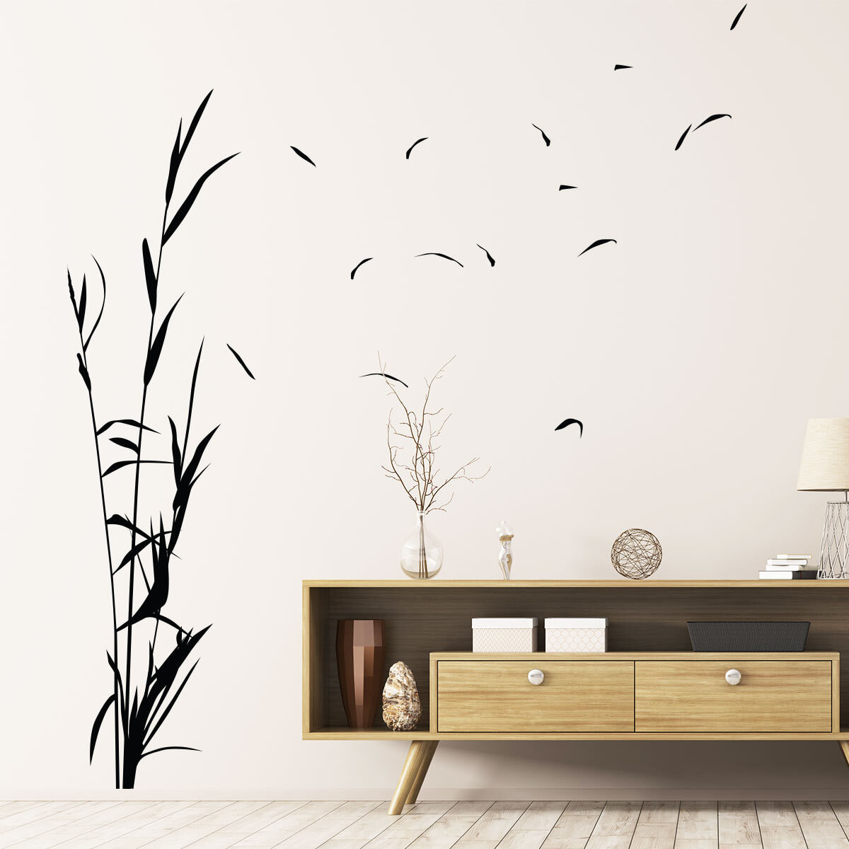 Stickers muraux | Sticker Mural Autocollant - NATURE HERBES HAUTES - adhésifs fond transparent