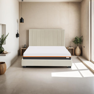 Lit en velours + Matelas double confort - WILLIAM & DUAL CONFORT