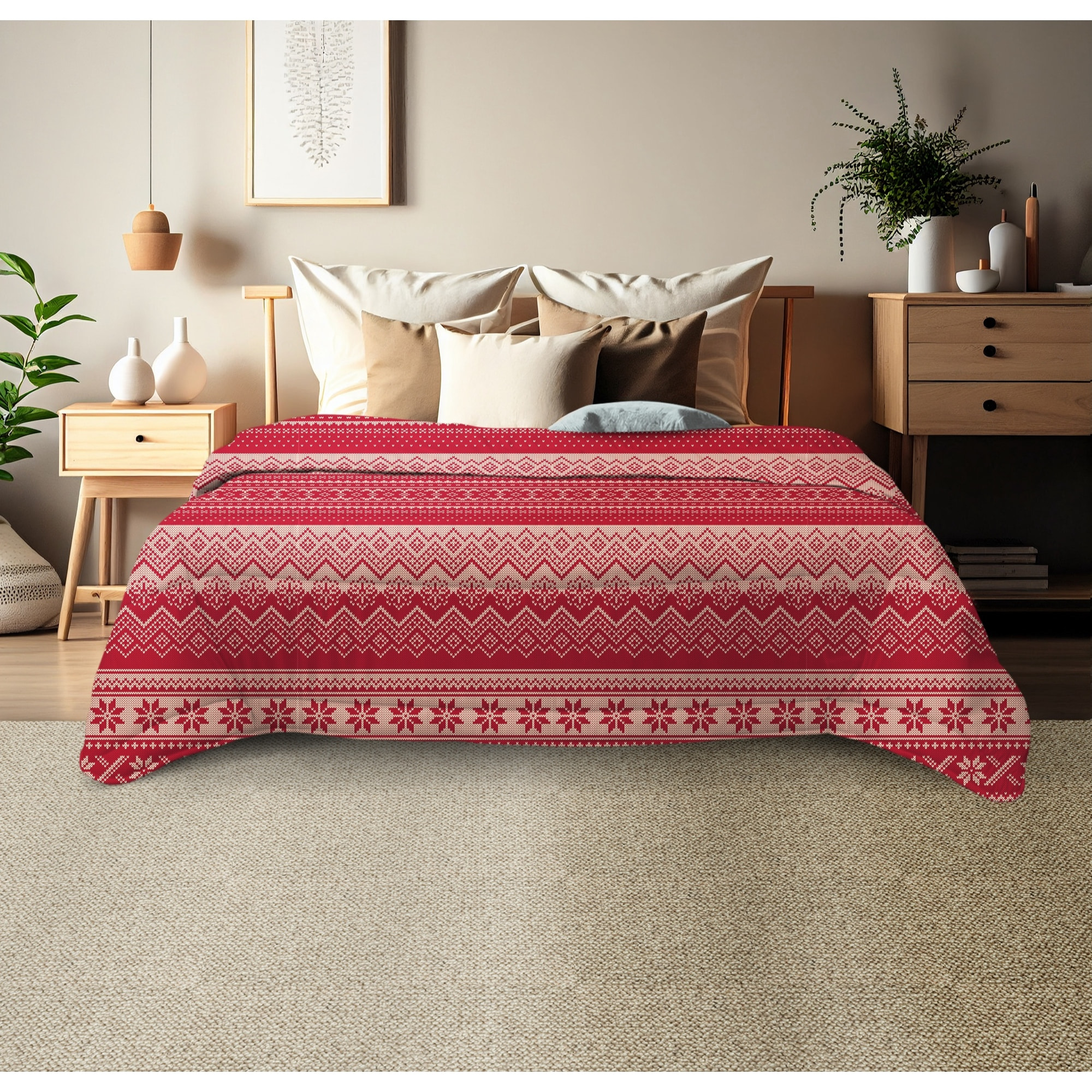 TRAPUNTA INVERNALE MATRIMONIALE MAGLIA ROSSO MADE IN ITALY