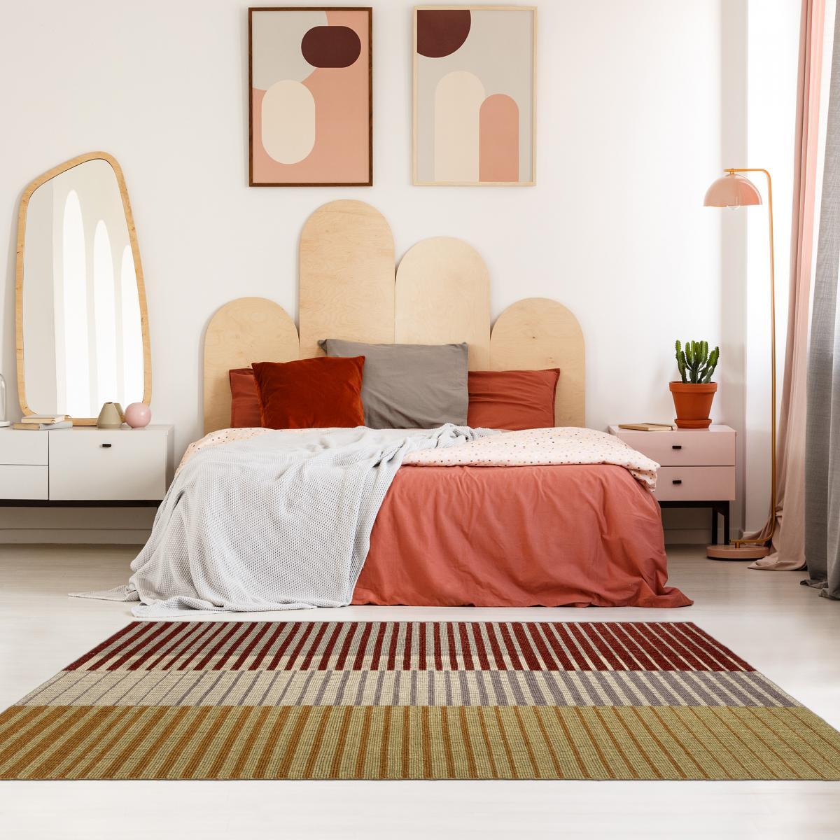 Tapis salon et chambre fait main en laine motif géométrique WASO