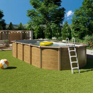 Piscine hors sol acier ovale 7,30 x 3,65 x 1,32 m aspect bois OSMOSE