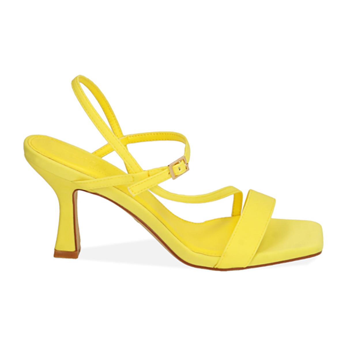 Sandali gialli in lycra, tacco 7,5 cm