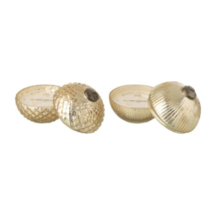 J-Line bougie parfumée Boule De Noël - verre - or - small - 2 pcs
