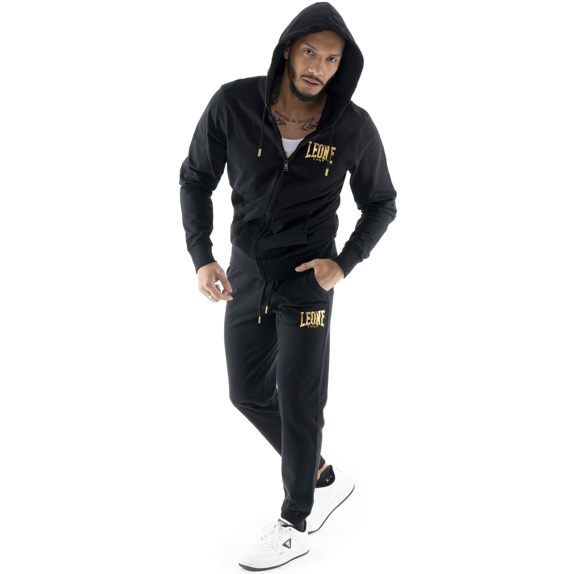 Tuta da uomo in cotone non garzato con cappuccio Leone Boxing legend
