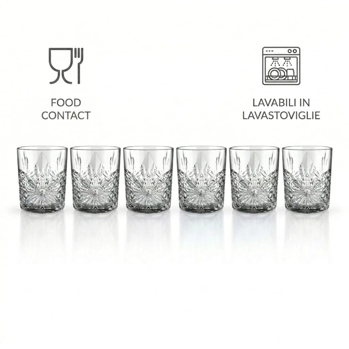 Set 6 bicchieri per acqua in vetro, 31 cl, design moderno ed elegante, bicchieri resistenti per acqua bibite e cocktail, vetro certificato per alimenti senza BPA e piombo, lavabili in lavastoviglie, uso quotidiano e occasioni speciali