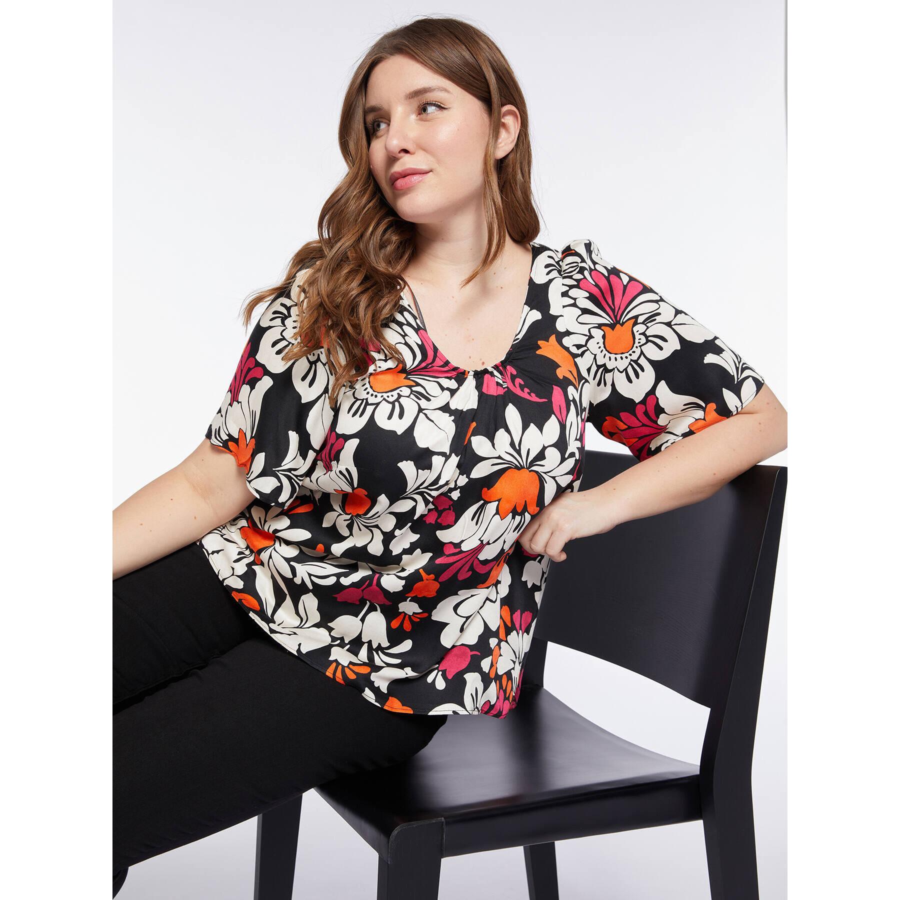 Fiorella Rubino - Blusa floral de viscosa - Negro