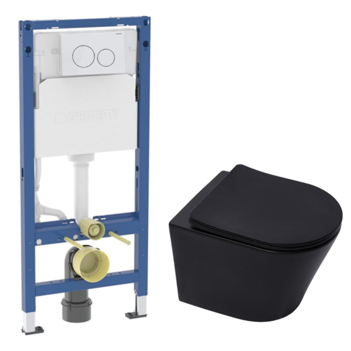 Duofix pack WC bâti-support + WC suspendu sans bride Swiss Aqua Technologies avec abattant SoftClose + plaque (GEBSTINBMR02-FR)