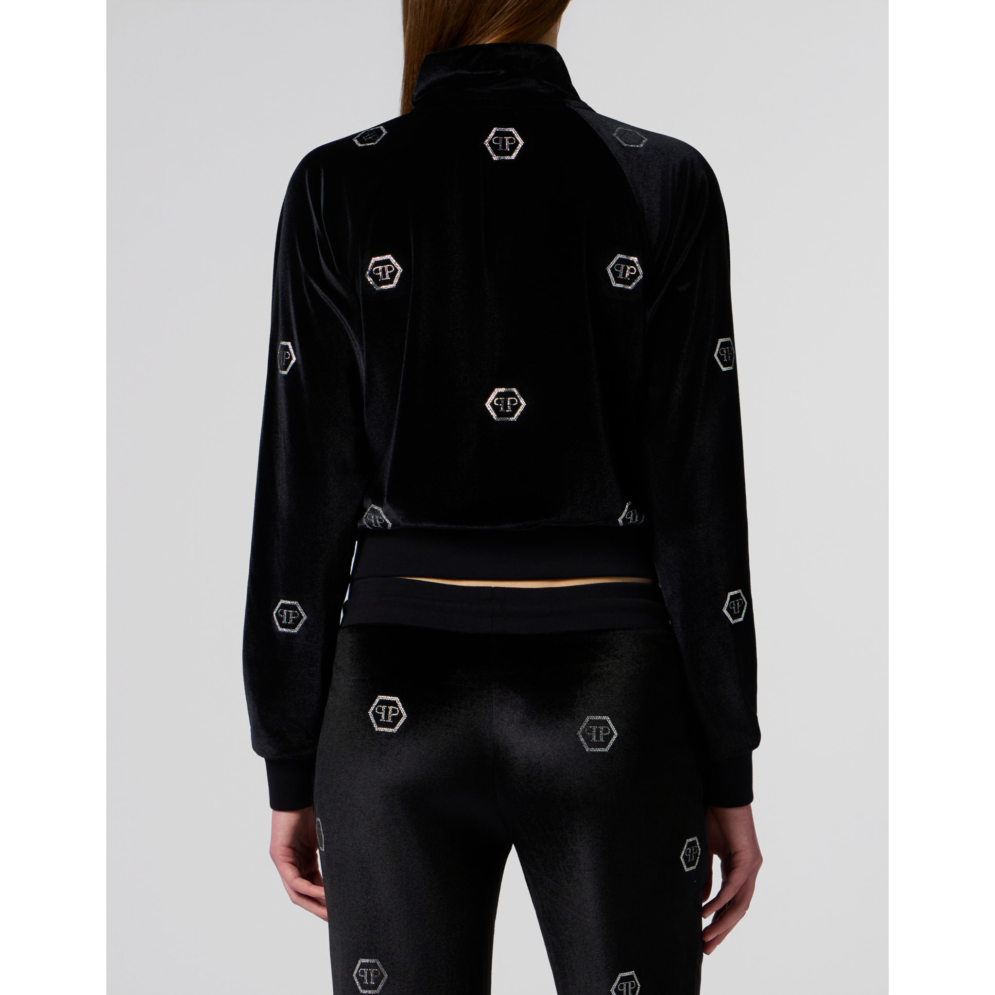 PHILIPP PLEIN Chenille Tracksuit Jacket Mini Monogram Crystal Monogram